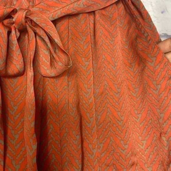 Banana Republic Skirt Orange Beige Satin Elastic Waist Animal Print Abstract - Picture 3 of 6
